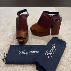 Faconnable Women's Rich Brown Platform Sandals